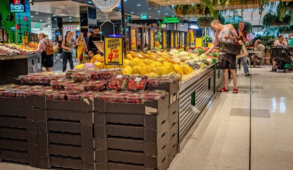 Australia Fruit and vegetables for sale at a shopping centre market.